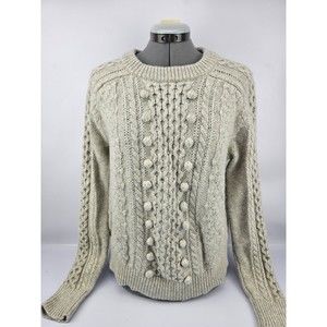 J.Crew Thick Crew Neck Wool Blend Knit Sweater Women's Medium Light Gray J. Crew